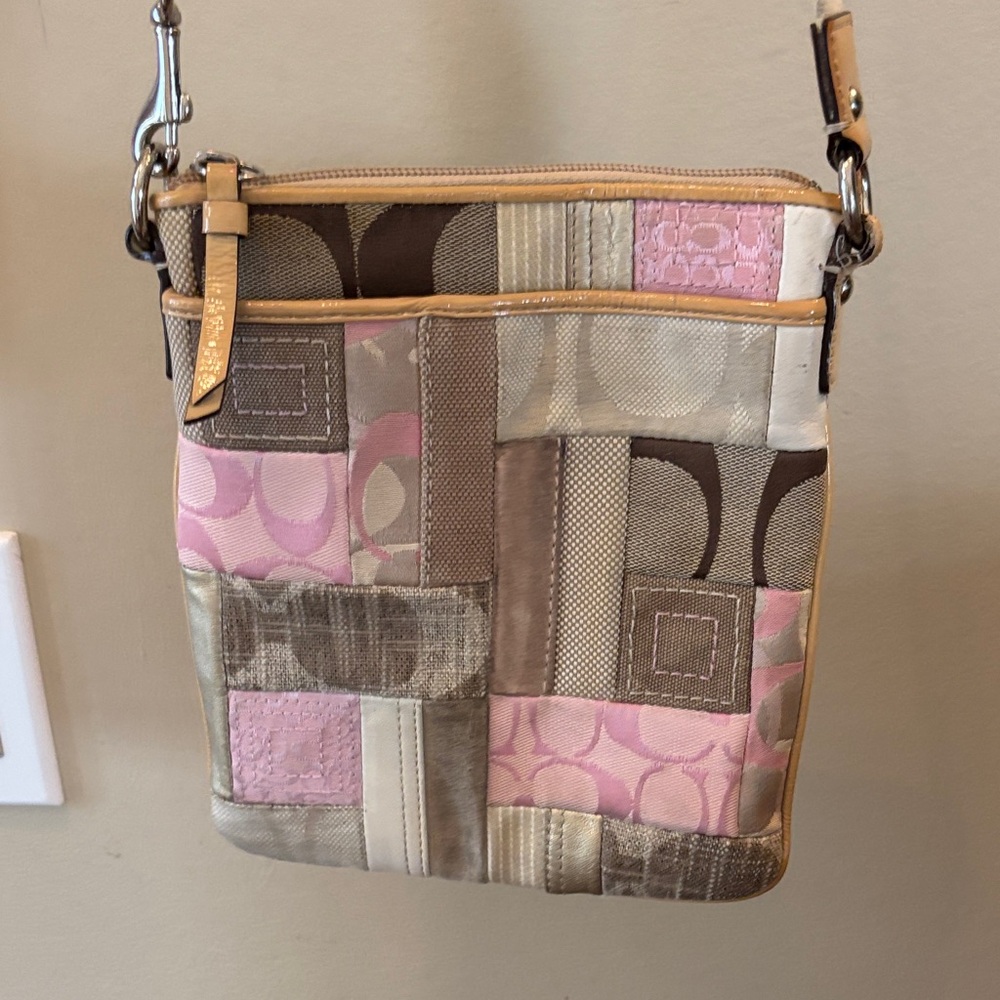 Coach Patchwork Crossbody Bag - Pink and Brown